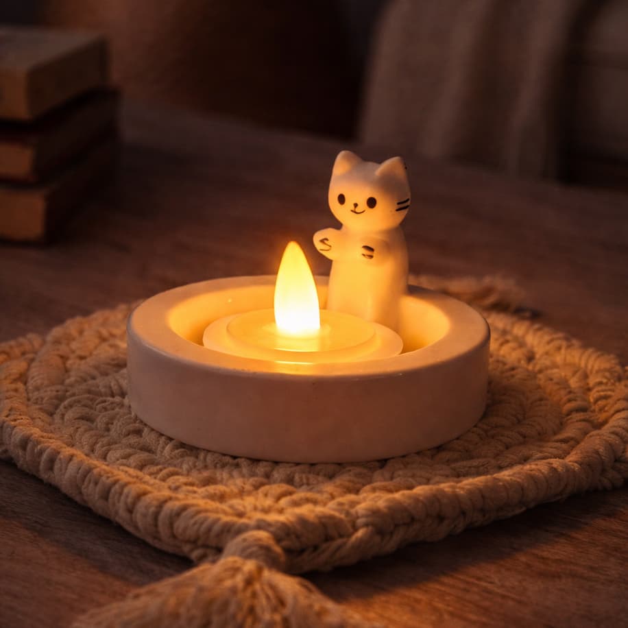 Ateş Çukurunda Kedi Mumluk - Mumluk